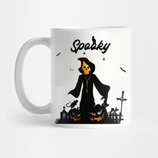 Funny halloween design with skeleton, pumpkin Mug